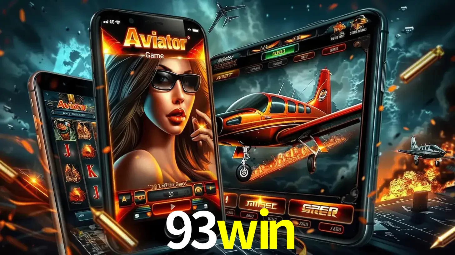 O popular jogo de apostas Aviator exibido em vários celulares e tablets, mostrando a interface emocionante e a ação de voo disponíveis para jogar agora no 93win.